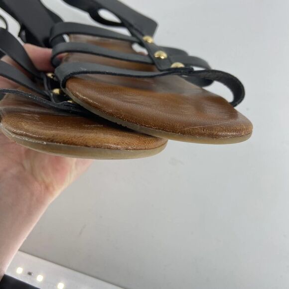 Mariella Leather Black Gladiator Caged Ankle Open Toe Sandal womens 8.5 - Picture 5 of 7